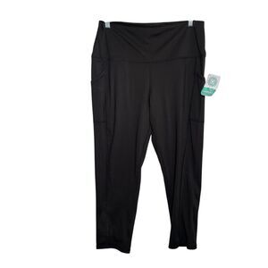 Brisas Leggings Women's Large Black Pull On Pocket Athletic Casual NWT